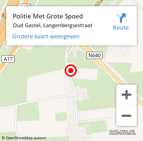 Locatie op kaart van de 112 melding: Politie Met Grote Spoed Naar Oud Gastel, Langenbergsestraat op 23 mei 2022 17:07