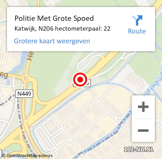 Locatie op kaart van de 112 melding: Politie Met Grote Spoed Naar Katwijk, N206 hectometerpaal: 22 op 23 mei 2022 17:13