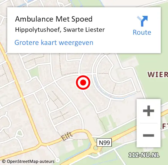 Locatie op kaart van de 112 melding: Ambulance Met Spoed Naar Hippolytushoef, Swarte Liester op 23 mei 2022 17:19