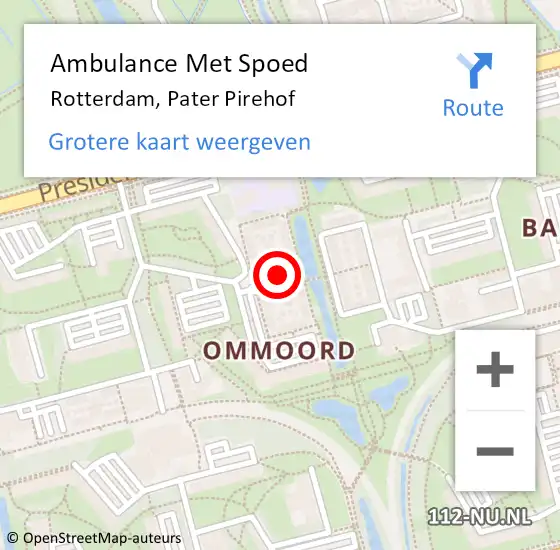 Locatie op kaart van de 112 melding: Ambulance Met Spoed Naar Rotterdam, Pater Pirehof op 23 mei 2022 17:21