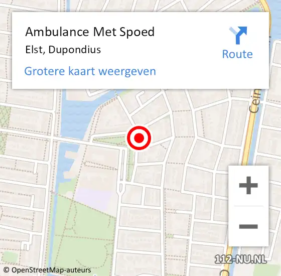 Locatie op kaart van de 112 melding: Ambulance Met Spoed Naar Elst, Dupondius op 23 mei 2022 17:40