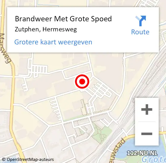 Locatie op kaart van de 112 melding: Brandweer Met Grote Spoed Naar Zutphen, Hermesweg op 23 mei 2022 17:45