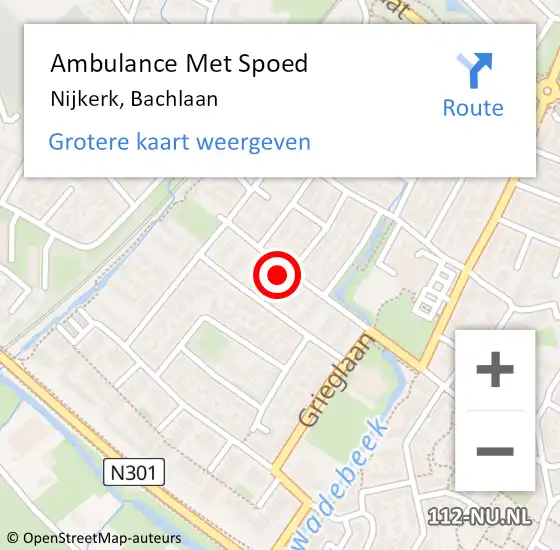 Locatie op kaart van de 112 melding: Ambulance Met Spoed Naar Nijkerk, Bachlaan op 23 mei 2022 17:59