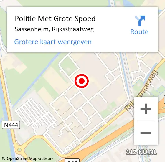 Locatie op kaart van de 112 melding: Politie Met Grote Spoed Naar Sassenheim, Rijksstraatweg op 23 mei 2022 18:07