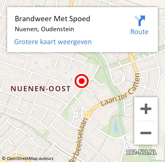 Locatie op kaart van de 112 melding: Brandweer Met Spoed Naar Nuenen, Oudenstein op 23 mei 2022 18:10