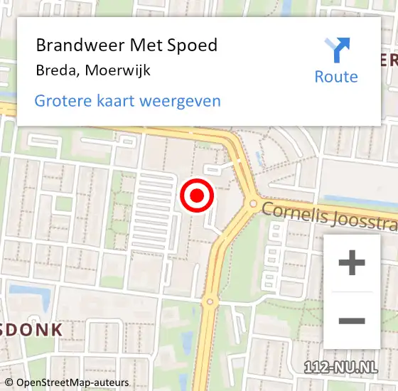 Locatie op kaart van de 112 melding: Brandweer Met Spoed Naar Breda, Moerwijk op 23 mei 2022 18:22