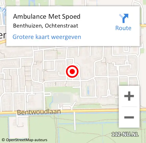 Locatie op kaart van de 112 melding: Ambulance Met Spoed Naar Benthuizen, Ochtenstraat op 23 mei 2022 18:23