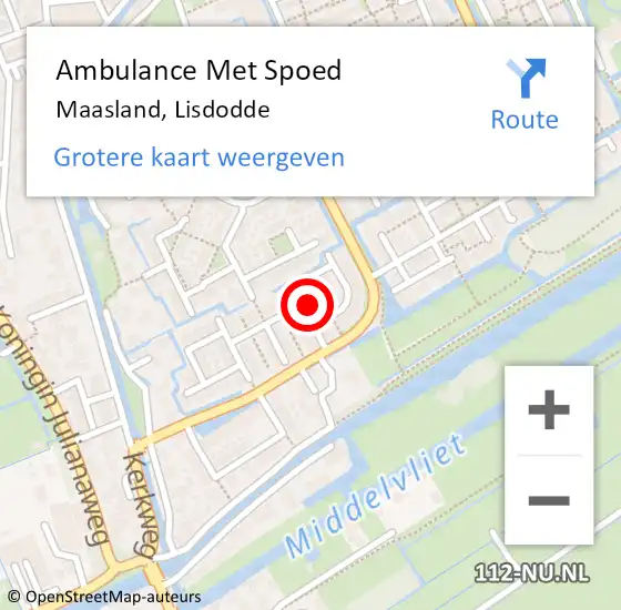 Locatie op kaart van de 112 melding: Ambulance Met Spoed Naar Maasland, Lisdodde op 23 mei 2022 18:39