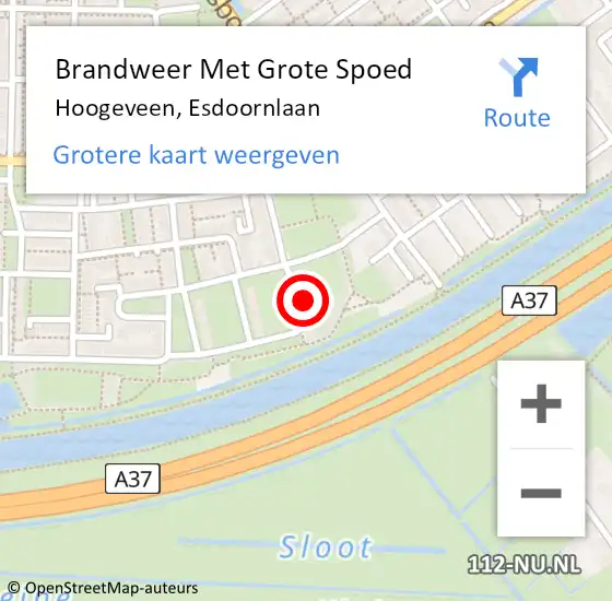 Locatie op kaart van de 112 melding: Brandweer Met Grote Spoed Naar Hoogeveen, Esdoornlaan op 23 mei 2022 18:45