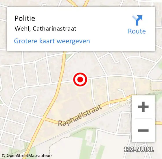 Locatie op kaart van de 112 melding: Politie Wehl, Catharinastraat op 23 mei 2022 18:49