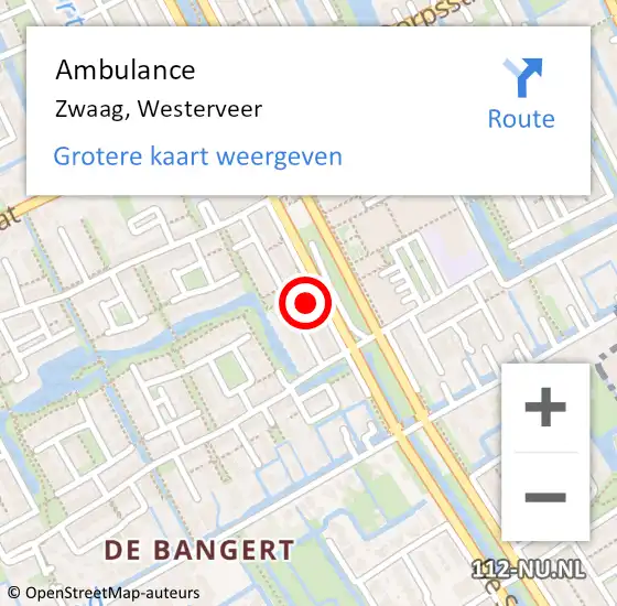 Locatie op kaart van de 112 melding: Ambulance Zwaag, Westerveer op 23 mei 2022 19:25