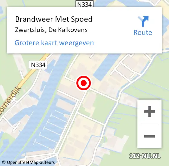 Locatie op kaart van de 112 melding: Brandweer Met Spoed Naar Zwartsluis, De Kalkovens op 23 mei 2022 19:29