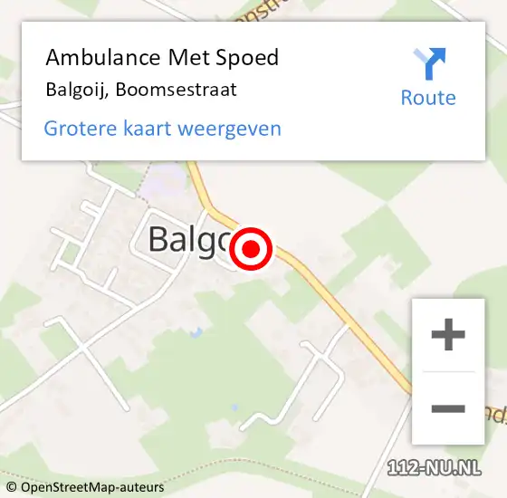 Locatie op kaart van de 112 melding: Ambulance Met Spoed Naar Balgoij, Boomsestraat op 23 mei 2022 19:49