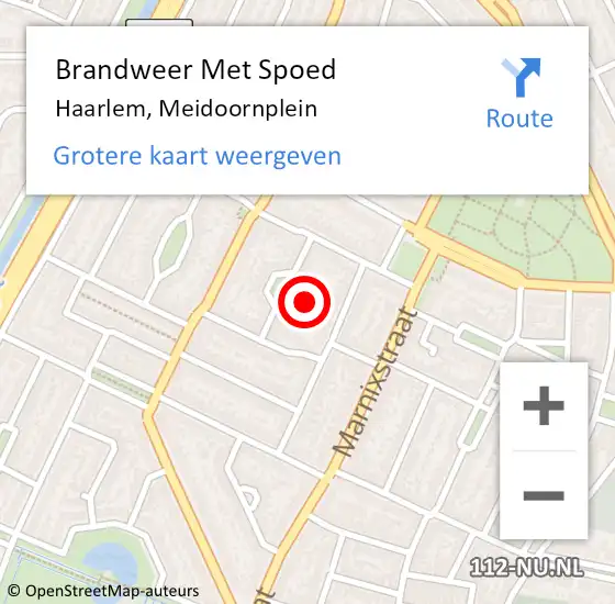 Locatie op kaart van de 112 melding: Brandweer Met Spoed Naar Haarlem, Meidoornplein op 23 mei 2022 20:09