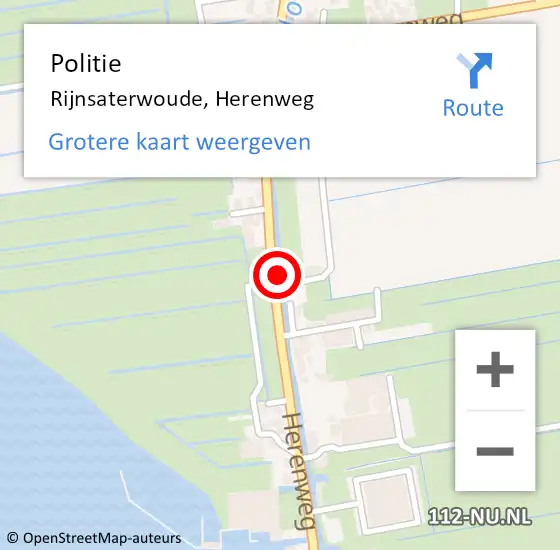 Locatie op kaart van de 112 melding: Politie Rijnsaterwoude, Herenweg op 23 mei 2022 20:25