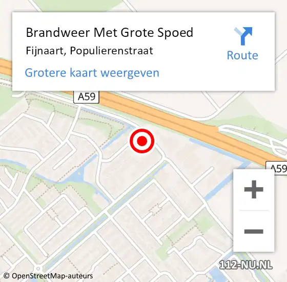 Locatie op kaart van de 112 melding: Brandweer Met Grote Spoed Naar Fijnaart, Populierenstraat op 23 mei 2022 20:26