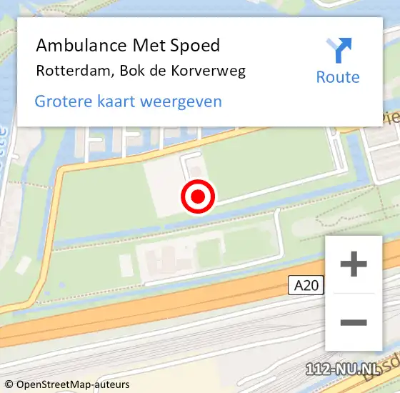 Locatie op kaart van de 112 melding: Ambulance Met Spoed Naar Rotterdam, Bok de Korverweg op 23 mei 2022 20:48