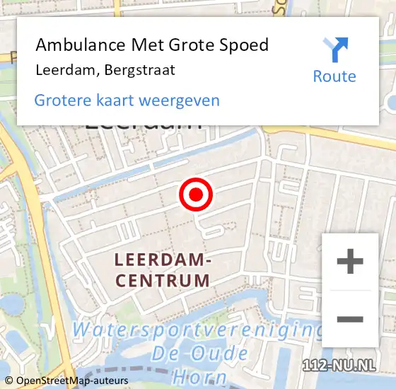 Locatie op kaart van de 112 melding: Ambulance Met Grote Spoed Naar Leerdam, Bergstraat op 23 mei 2022 21:04