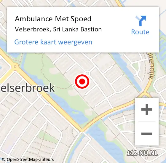 Locatie op kaart van de 112 melding: Ambulance Met Spoed Naar Velserbroek, Sri Lanka Bastion op 23 mei 2022 21:14