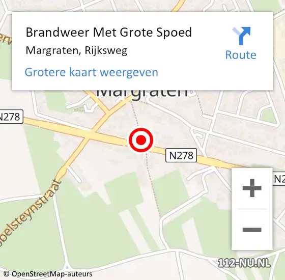 Locatie op kaart van de 112 melding: Brandweer Met Grote Spoed Naar Margraten, Rijksweg op 23 mei 2022 21:53