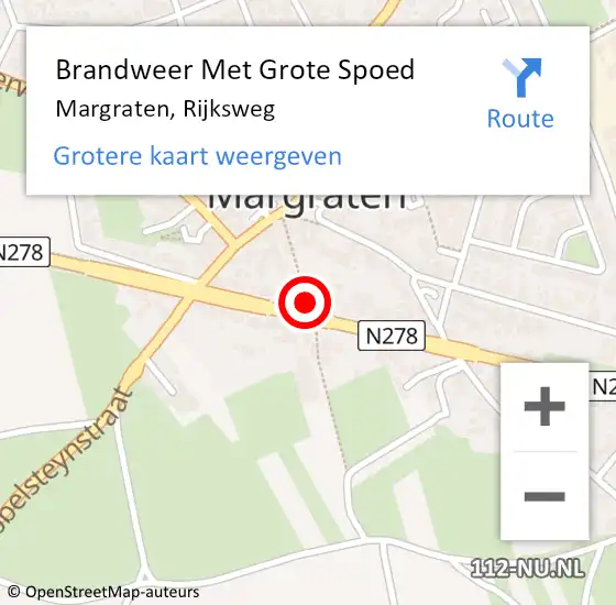 Locatie op kaart van de 112 melding: Brandweer Met Grote Spoed Naar Margraten, Rijksweg op 23 mei 2022 21:54