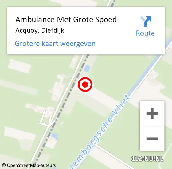 Locatie op kaart van de 112 melding: Ambulance Met Grote Spoed Naar Acquoy, Diefdijk op 23 mei 2022 22:11