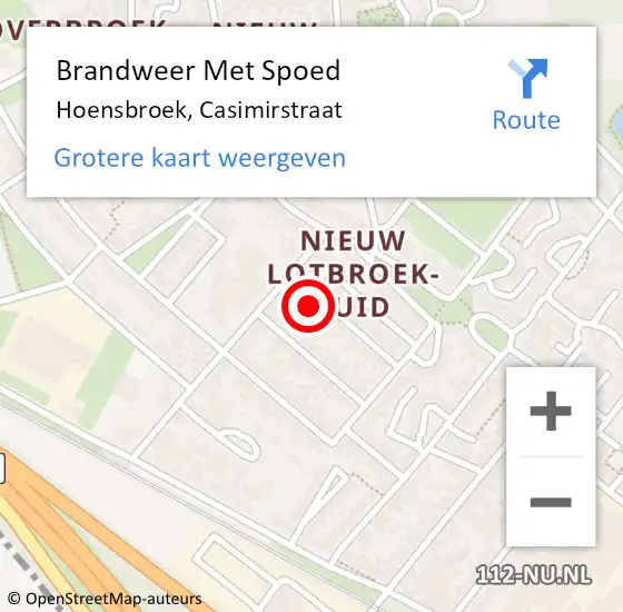 Locatie op kaart van de 112 melding: Brandweer Met Spoed Naar Hoensbroek, Casimirstraat op 24 mei 2022 00:43
