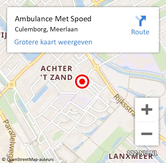 Locatie op kaart van de 112 melding: Ambulance Met Spoed Naar Culemborg, Meerlaan op 24 mei 2022 01:54