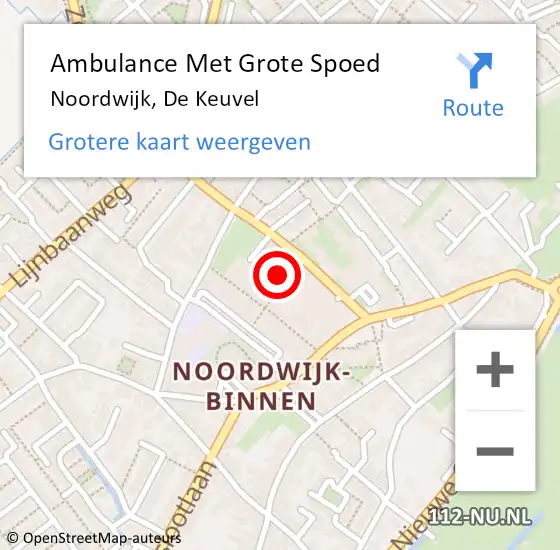 Locatie op kaart van de 112 melding: Ambulance Met Grote Spoed Naar Noordwijk, De Keuvel op 24 mei 2022 02:03