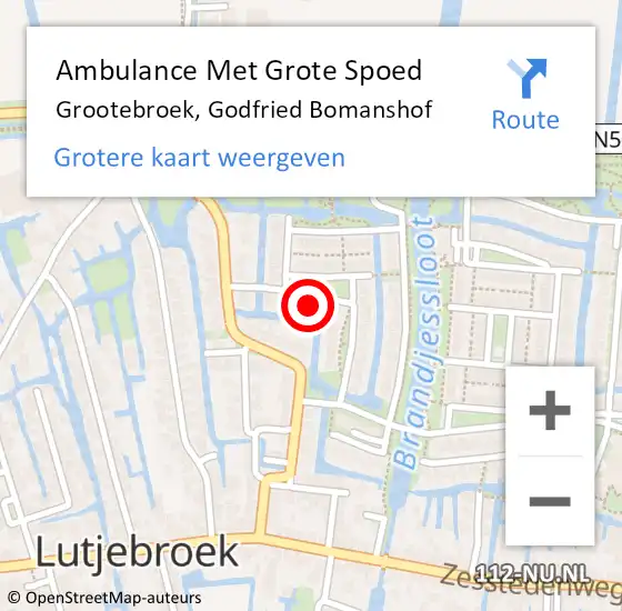 Locatie op kaart van de 112 melding: Ambulance Met Grote Spoed Naar Grootebroek, Godfried Bomanshof op 24 mei 2022 02:10