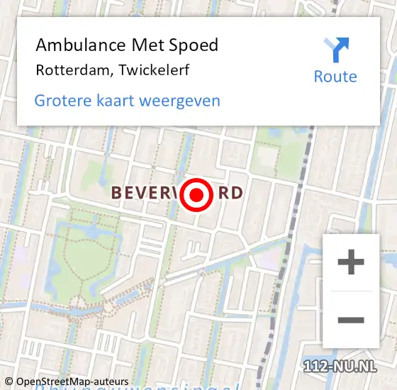 Locatie op kaart van de 112 melding: Ambulance Met Spoed Naar Rotterdam, Twickelerf op 24 mei 2022 02:25