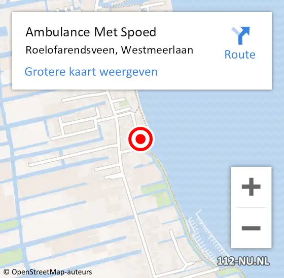 Locatie op kaart van de 112 melding: Ambulance Met Spoed Naar Roelofarendsveen, Westmeerlaan op 24 mei 2022 03:34