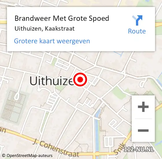 Locatie op kaart van de 112 melding: Brandweer Met Grote Spoed Naar Uithuizen, Kaakstraat op 24 mei 2022 06:09