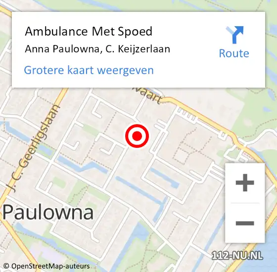 Locatie op kaart van de 112 melding: Ambulance Met Spoed Naar Anna Paulowna, C. Keijzerlaan op 24 mei 2022 06:49