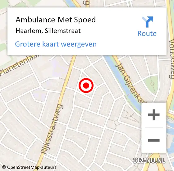 Locatie op kaart van de 112 melding: Ambulance Met Spoed Naar Haarlem, Sillemstraat op 24 mei 2022 07:14