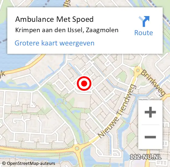Locatie op kaart van de 112 melding: Ambulance Met Spoed Naar Krimpen aan den IJssel, Zaagmolen op 24 mei 2022 08:24