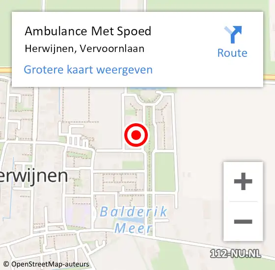 Locatie op kaart van de 112 melding: Ambulance Met Spoed Naar Herwijnen, Vervoornlaan op 24 mei 2022 08:42