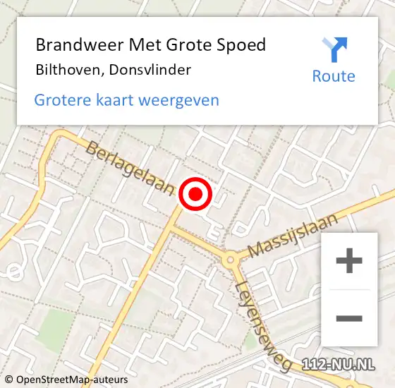 Locatie op kaart van de 112 melding: Brandweer Met Grote Spoed Naar Bilthoven, Donsvlinder op 24 mei 2022 08:47