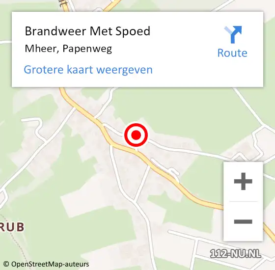 Locatie op kaart van de 112 melding: Brandweer Met Spoed Naar Mheer, Papenweg op 24 mei 2022 08:48