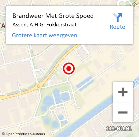 Locatie op kaart van de 112 melding: Brandweer Met Grote Spoed Naar Assen, A.H.G. Fokkerstraat op 24 mei 2022 08:54