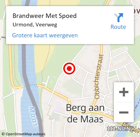 Locatie op kaart van de 112 melding: Brandweer Met Spoed Naar Urmond, Veerweg op 24 mei 2022 09:45