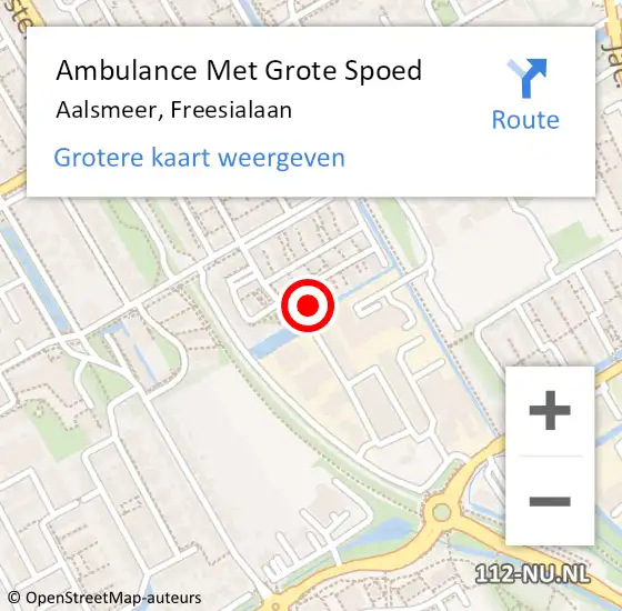 Locatie op kaart van de 112 melding: Ambulance Met Grote Spoed Naar Aalsmeer, Freesialaan op 24 mei 2022 09:54