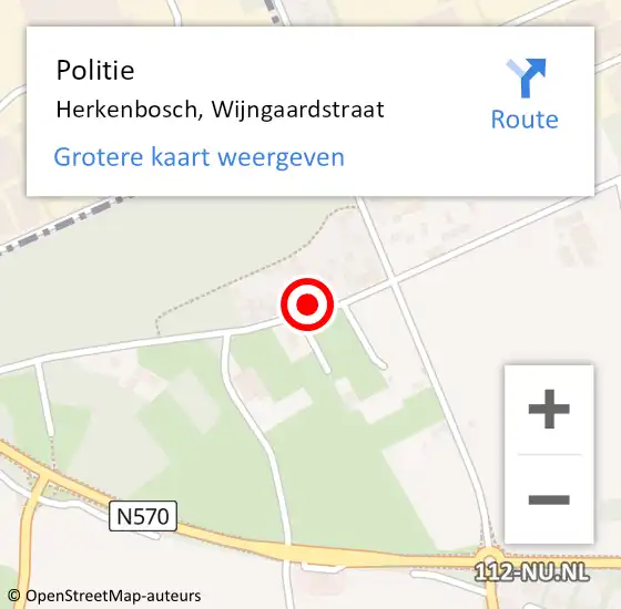 Locatie op kaart van de 112 melding: Politie Herkenbosch, Wijngaardstraat op 24 mei 2022 09:59