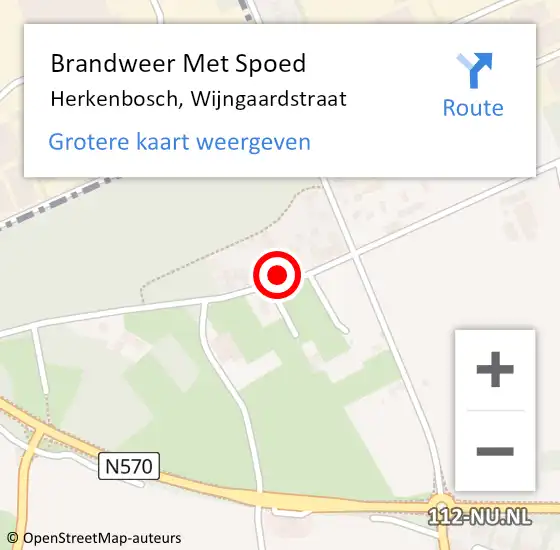Locatie op kaart van de 112 melding: Brandweer Met Spoed Naar Herkenbosch, Wijngaardstraat op 24 mei 2022 10:00