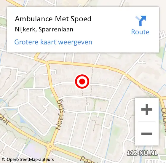 Locatie op kaart van de 112 melding: Ambulance Met Spoed Naar Nijkerk, Sparrenlaan op 24 mei 2022 10:25