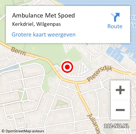 Locatie op kaart van de 112 melding: Ambulance Met Spoed Naar Kerkdriel, Wilgenpas op 24 mei 2022 10:52