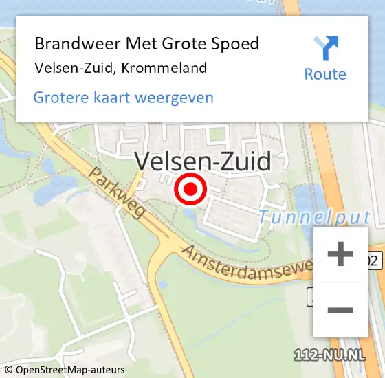 Locatie op kaart van de 112 melding: Brandweer Met Grote Spoed Naar Velsen-Zuid, Krommeland op 24 mei 2022 10:58