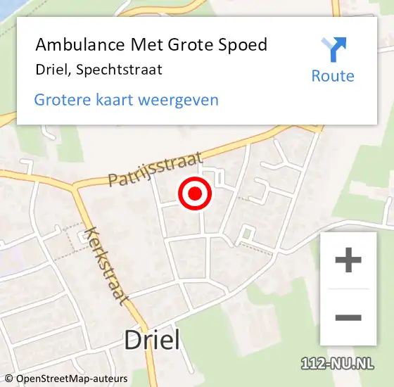 Locatie op kaart van de 112 melding: Ambulance Met Grote Spoed Naar Driel, Spechtstraat op 24 mei 2022 11:04