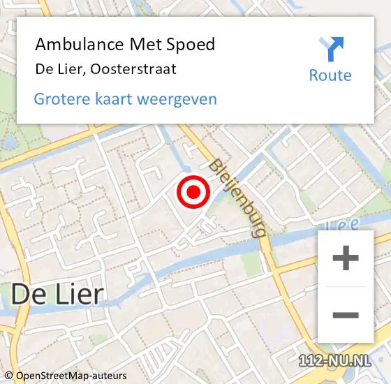 Locatie op kaart van de 112 melding: Ambulance Met Spoed Naar De Lier, Oosterstraat op 18 juli 2014 09:56