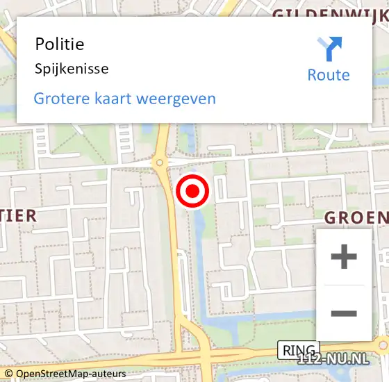 Locatie op kaart van de 112 melding: Politie Spijkenisse op 24 mei 2022 11:09